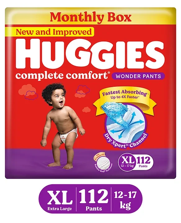 Huggies Complete Comfort Wonder Pants, India's Fastest Absorbing Diaper | XL Siz